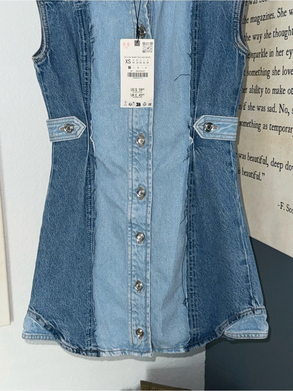 ZARA Denim Mini Dress - Picture 4 of 16